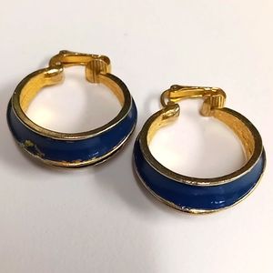 Vintage Goldtone & Enamel Clip-on Earrings